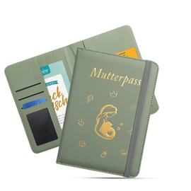 Maternity Log Protective Cover, Maternity Log Cover Made of Faux Leather, Maternity Passport Cover with 8 Compartments for Storing Vaccination Certificate, Ultrasound Images, etc. Gift for Pregnant