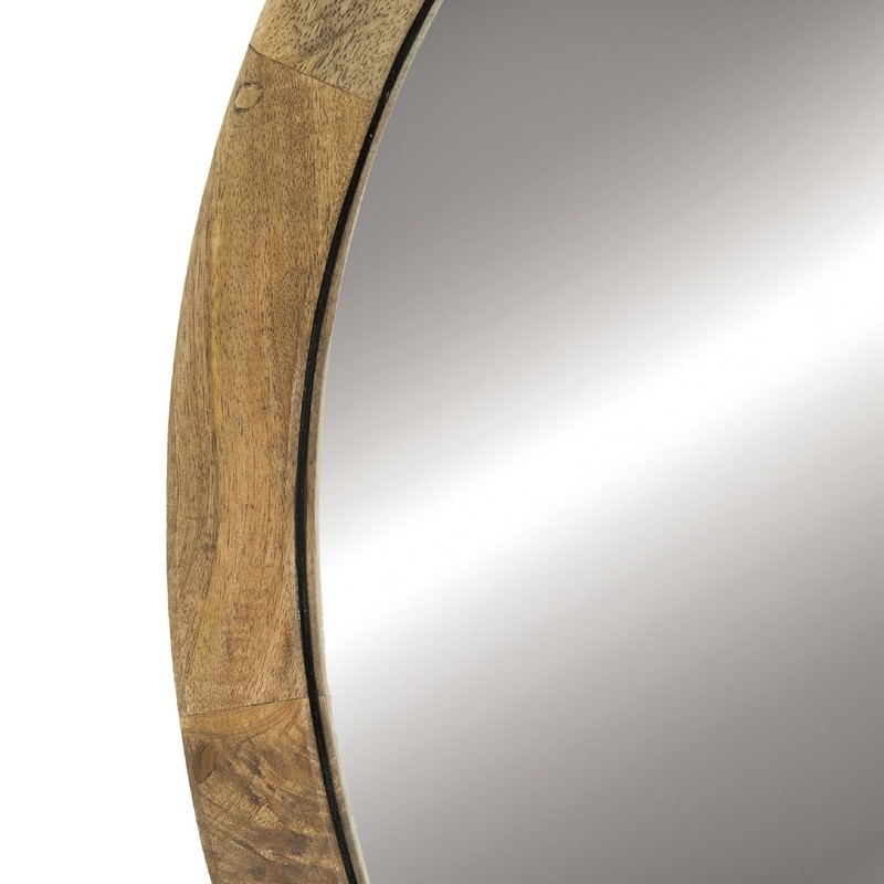 Udorich Stylish Transitional Decor Mango Wood Wall Mirror, Natural Frame