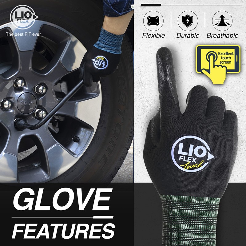 Safety Work Gloves with Touchscreen Fingers, 1 Pair Thin &