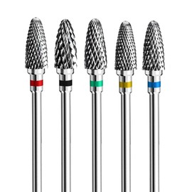 Fantexy Nail Drill Bits Set For Acrylic Nails,3/32 Inch Professional Tungsten Nail File Bits Nail Art Tools,Manicure Pedicure Shapen Remove Tools, Home Salon Use(5pcs）