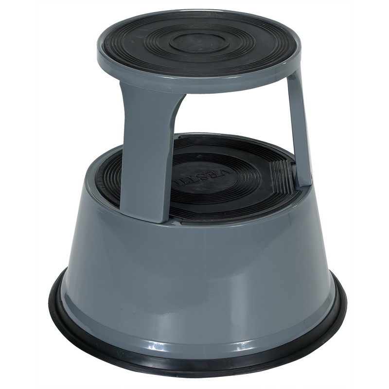 Vestil STEP-17-GY Steel Rolling Step Stool with Powder Coat Finish,