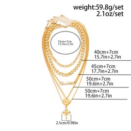 Jascatin Layered Love Cross Pendant Necklace Gold Collar Necklaces Goddess Choker Necklace Chain for Women and Girls