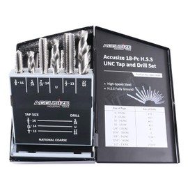 Accusize Industrial Tools U.N.C. 18 Pc H.S.S. Tap and Drill Set, 0001-0040