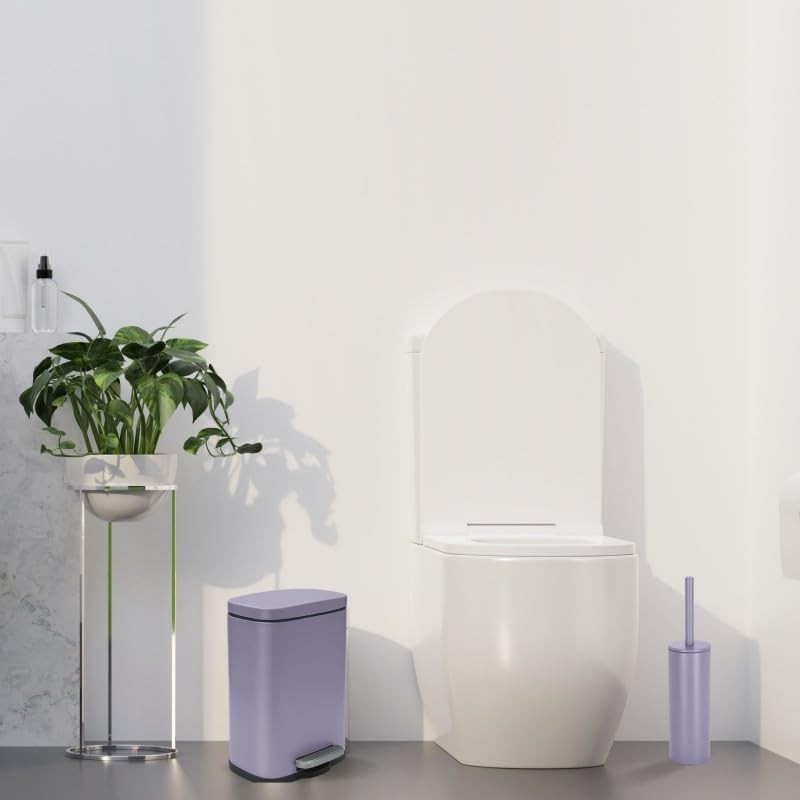Spirella Akira Toilet Brush with Steel Holder, Lavender, Matte