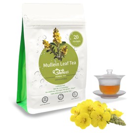 Samcci - Mullein Tea Bags, 20 Teabags, 3g/bag, 100% Pure Mullein Tea Bags for Lungs Cleanse, Natural Herbal Tea Bags, Caffeine Free & No Additives Mullein Leaf Tea for Detox & Respiratory Support