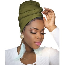 Ftoronaly Head Wraps for Black Women Hijab Scarves Large Muslim Headwraps Stretch Hair Wraps Headband Army Green