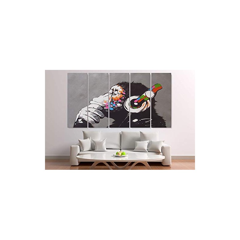 Banksy DJ Monkey Gorilla Chimp - Canvas Wall Art Home