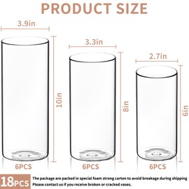 18 Pack Glass Cylinder Vases Set, 6,8,10 Inch Clear Cylinder Vases Candle Holder for Centerpirces Decoration, Tall Clear Flower Vases Hurricane Candle Holder for Wedding Party Home Decor