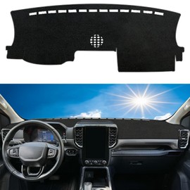 Rifoda Dash Board Cover Fit for Ford Ranger 2024 2025 Dashboard Cover Mat Non-Slip Pad Carpet Sunshield Protector (Black Edge)