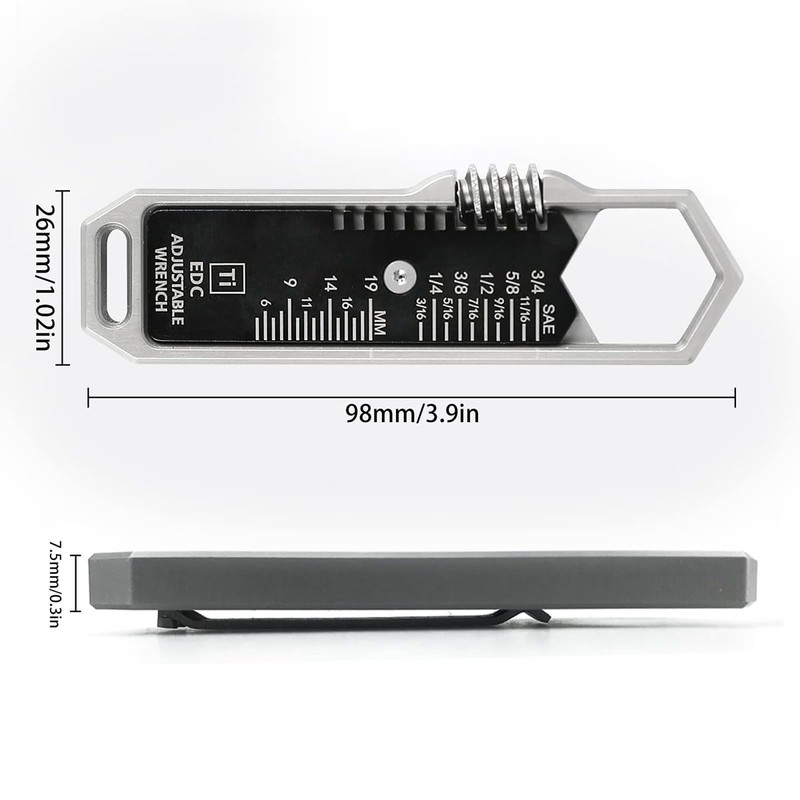 Sarini Outdoor Portable EDC Tool Multifunctional Mini Adjustable Wrench Adjustable