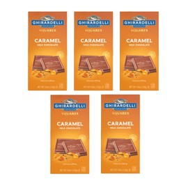 Ghirardelli Milk Chocolate Caramel Square Bars, Pack of 5-4.8 oz Bars