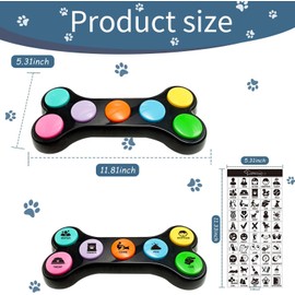 RIBOSY Dog Buttons for Communication, 7 in 1 Dog Talking Button Set, Recordable Training Buzzers for Dogs with 50 Scene Stickers (Battery Included)