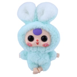 Vinyl Figures, Plush Toys with Rotatable Eyes Cute Expression for Girls Boys, Kawaii Macaron Green Bunny Vinyl Plush Doll Stuffed Animals Gifts for Collectibles Toys Car Home Décor Birthday Keychains