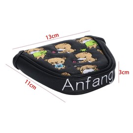 Anfang Mallet Magnetic Putter Cover with Bear Embroidery (White)