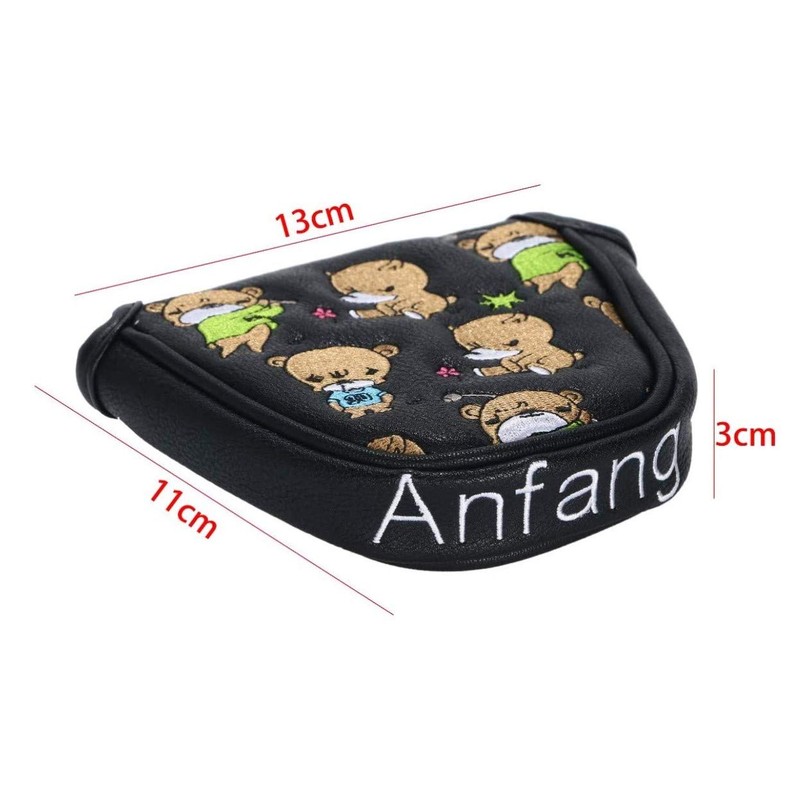 Anfang Mallet Magnetic Putter Cover with Bear Embroidery (White)