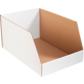 Aviditi Jumbo Corrugated Cardboard Storage Bins, 16"x 24"x 12", White, Pack of 25, For Warehouse, Garage and Home Organization