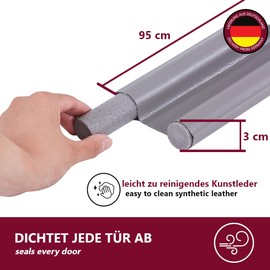 HOOZ Draught Excluder for Doors, PU Leather Door Seal, Draught Excluder with Double Seal, Cut to Size Door Draught Excluder, Wind Stopper and Door Air Stopper (Grey, Pack of 1)