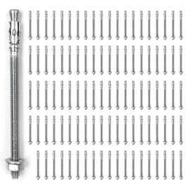 1/4x4 Inch Standard Fasteners for Heavy-Duty Zinc Wedge Anchors for Cement and Concrete (Box of 100)