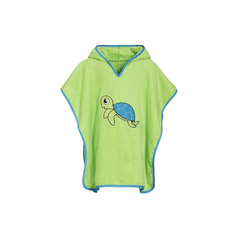 Playshoes Boy's Kinder Frottee-Poncho, Badeponcho Schildkröte mit Kapuze Bathrobe, Green