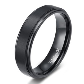 TIGRADE 4mm 6mm 8mm 10mm Black Titanium Rings Wedding Band Matte Comfort Fit for Men Women Size 3-15, Black 6MM, Size 12.5