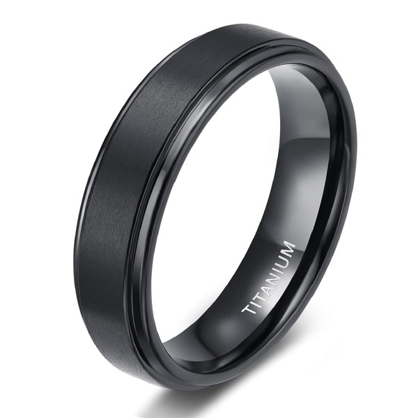 TIGRADE 4mm 6mm 8mm 10mm Black Titanium Rings Wedding Band