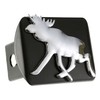 HitchCover Moose 3D Chrome Emblem on Black Trailer Metal Fits