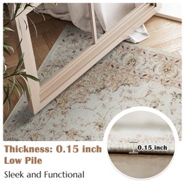 jinchan Washable Area Rug 8x10 Low Pile Living Room Vintage Rug Stain Resistant Floral Medallion Distressed Carpet Ultra-Thin Non Slip Indoor Carpet for Kitchen Bedroom Dining Room Farmhouse Blush