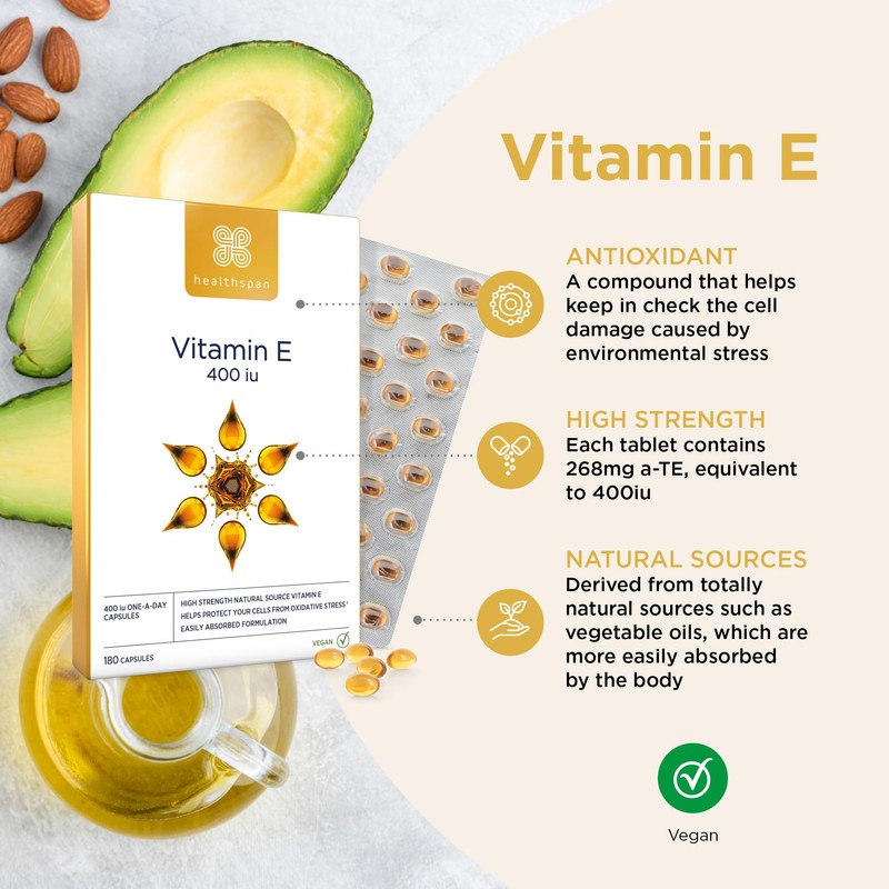 Healthspan Vitamin E 400iu | High Strength Formula to Combat