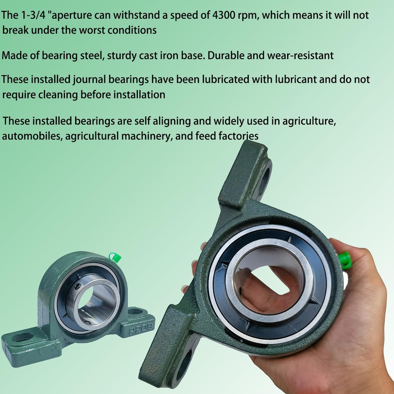 SACKORANGE 2 Pack UCP209-28 Pillow Block Bearing - 1-3/4" Mounted