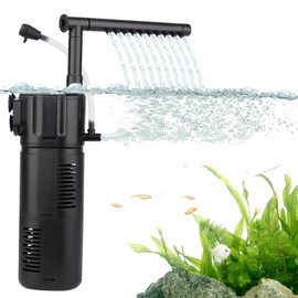 hygger 4 in 1 Internal Aquarium Filter, Adjustable Flow Submersible Filter 300L/H, 5W Power Quiet Aquarium Fish Tank Filters for 5-15 Gallon Tank with Aeration & Rainfall