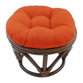 Blazing Needles Solid Twill Round Footstool Cushion, 18", Tangerine Dream