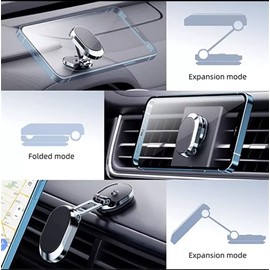 Mini Power Handyhalterung Auto Magnet (Top.1 von Magnetkraft & Fällt Nie ab) 360° Verstellbar magnetische Handy Halterung fürs Auto, Universal KFZ Handyhalter für Alle Smartphones (Silber)
