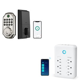 GHome Smart Plug Outlet Extender, Ghome Smart Fingerprint Door Lock Keyless Entry Door Lock 4 in 1 Lock Smart Locks for Front Door App Control