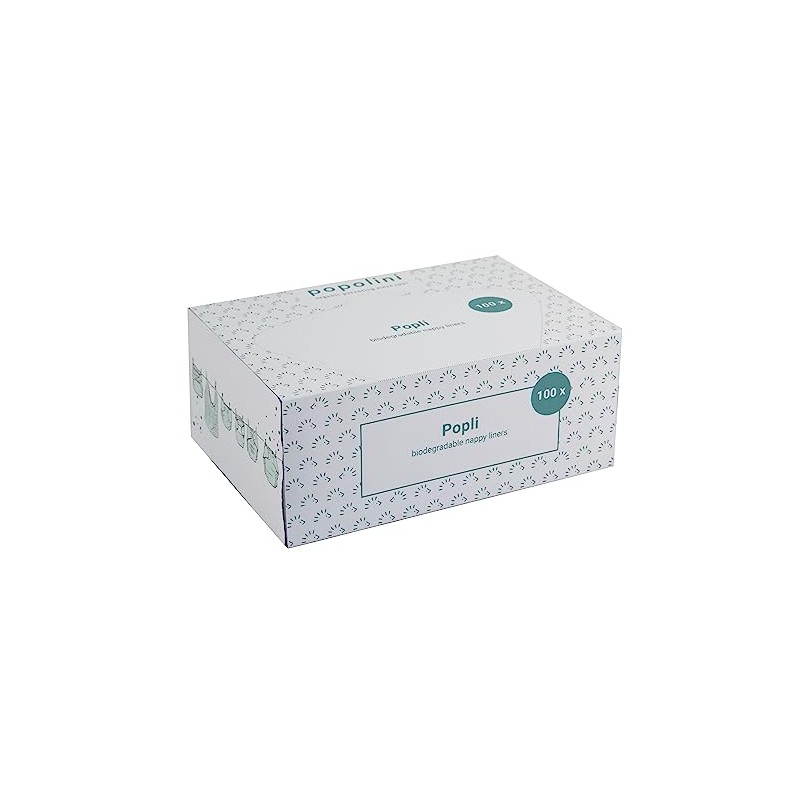 Popolini Popli Nappy Liners for Cloth Nappies, White, Popli Box