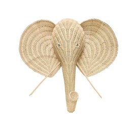 WorldBazzar Huge Handmade 32" Rattan Elephant Wicker Head Wall Décor Home Trophy Animal Taxidermy Kids Room Sculpture