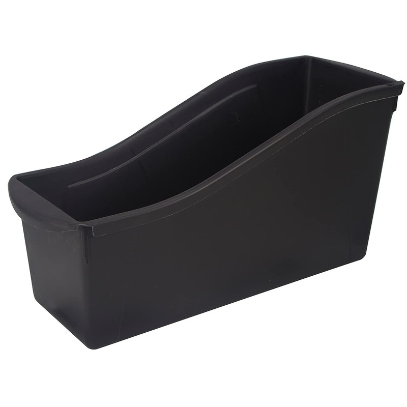 Storex Industries STX70109E06C-6 Large Book Bin with Front Pockets, Black