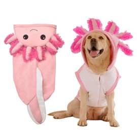 FLAdorepet - Disfraz de Axolotl para perro, disfraz de animales de Halloween para perros medianos y grandes, pijama con capucha de invierno para cachorros, ropa divertida para bulldog de gran danés