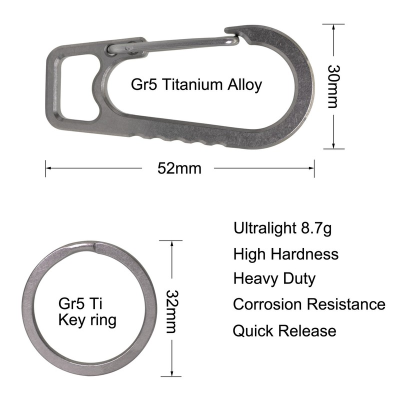 PPFISH Titanium Heavy Duty Carabiner Keychain, EDC Quick Release Hooks