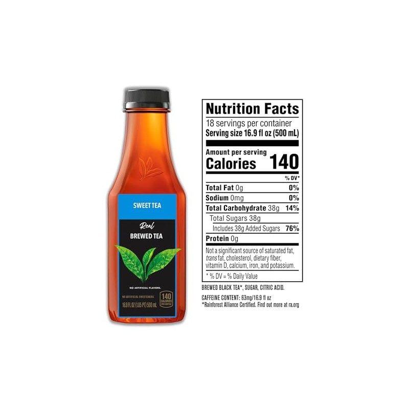 Real Brewed Black Tea, Sweet Tea, Pure Leaf 16.9 oz,