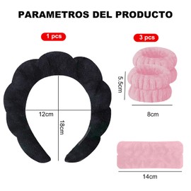 GUDREN Diademas para Skincare Mujer, 7 Pcs Diademas Skincare Munequeras para Lavado de Cara, Diademas Faciales De Spa, Muñequera Para Spa,para Cuidado de la Piel, Desmaquillaje, Ducha