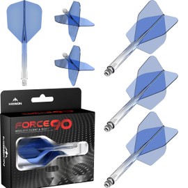 Mission Darts Force 90 | Integrated Precision Moulded Dart Flight and Shaft System, Pack of 3 Professional Durable Combined Dart Flights and Stems | Standard No.6 (Blue Gradient, Medium)
