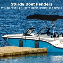 Ehaho Boat Fenders, Boat Bumpers for Docking, EVA Pontoon Bumpers with Integrated Locking Rope, Fit for Bass, Ski, Bowriders and Fishing Boats (Black, 2 PCS)