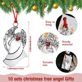 Hinly 10 Sets Angel Ornaments for Christmas Tree Metal Angel Ornaments Christmas Angel Gifts with Angel Christmas Cards and Gifts Bags Christmas Christian Gifts Friendship Ornaments for Family