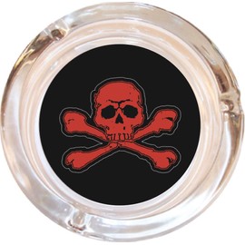 Skull & Crossbones Pirate Glass Ashtray - 4" Round
