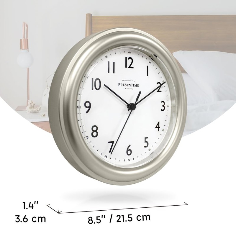 Presentime & Co. 8.5" Modern Farmhouse Essential Wall Clock, Silent