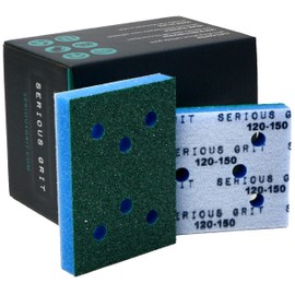 Serious Grit - 3" x 4" Foam Abrasive 120-150 Finish Sanding Pads - Fits Surfprep, Uneeda Ekasand, & Mirka - 1/2" Thick Soft Foam Hook & Loop Sandpaper Pads for 3x4 Sanders - Made in USA - 10 Per Box