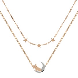 RADLEY Ladies 18ct Rose Gold Plated Two Tone Dog in Moon Necklace RYJ2211S