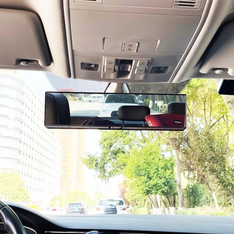 Kitbest Rear View Mirror, Interior Clip On Panoramic Rearview Mirror