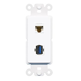 RiteAV - Cat6 USB 3.0 A-A Port Wall Plate Decorative (Rocker) White
