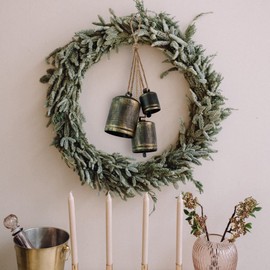 KPCB Christmas Bell Wind Chimes Hanging Vintage Bells Garden Set with 3 Rustic Bronze Bells Decoration